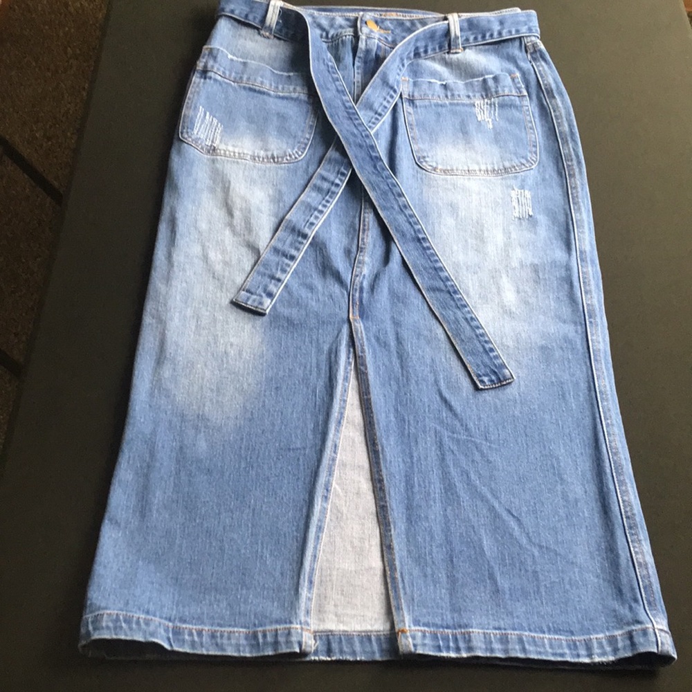 RACHEL Rachel Roy Denim maxi skirt w/ front slit